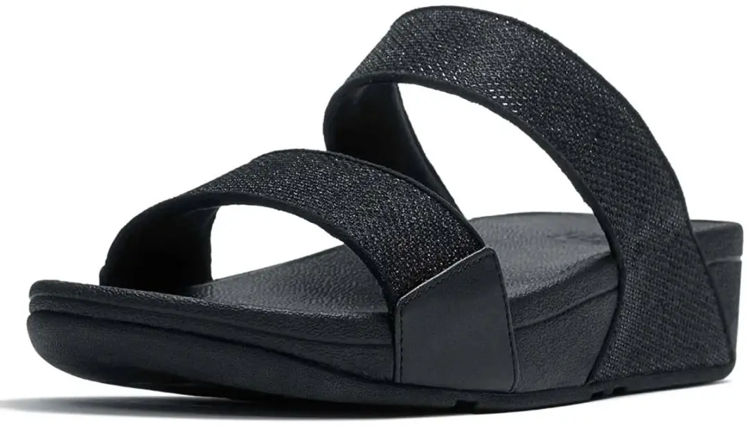 FitFlop Lulu Shimmerglitz Slides - Dames - Zwart - afbeelding 6 van 6
