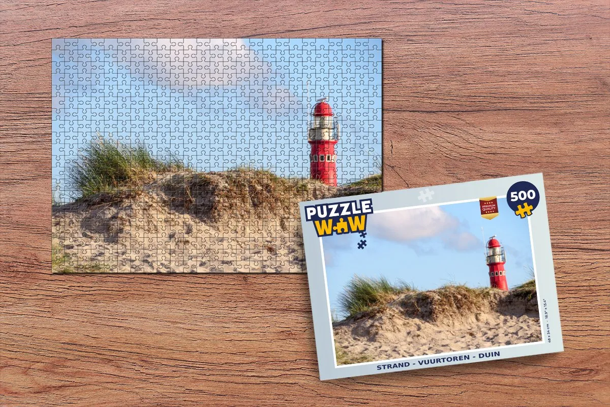PuzzleWow Legpuzzel Strand Vuurtoren Duin 500 Stuks - Multicolor