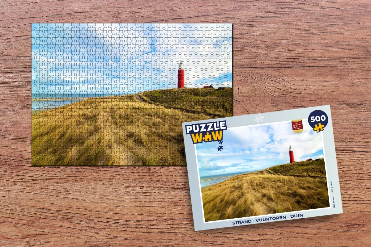 PuzzleWow Legpuzzel Strand Vuurtoren Duin 500 Stuks - Multicolor