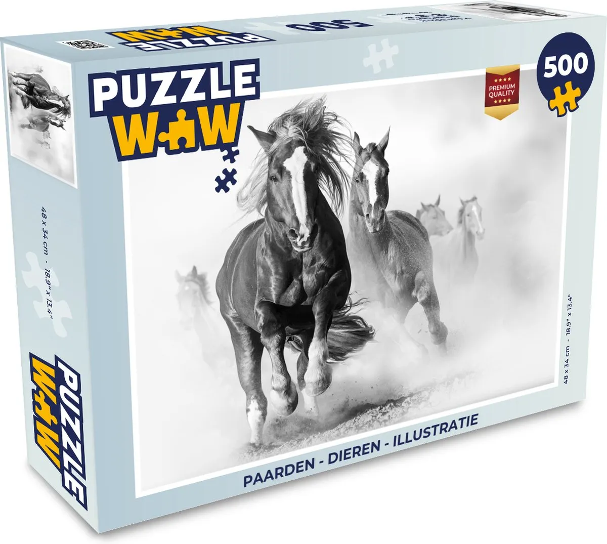 PuzzleWow Paarden Dieren Illustratie Legpuzzel 500 Stuks - Multicolor