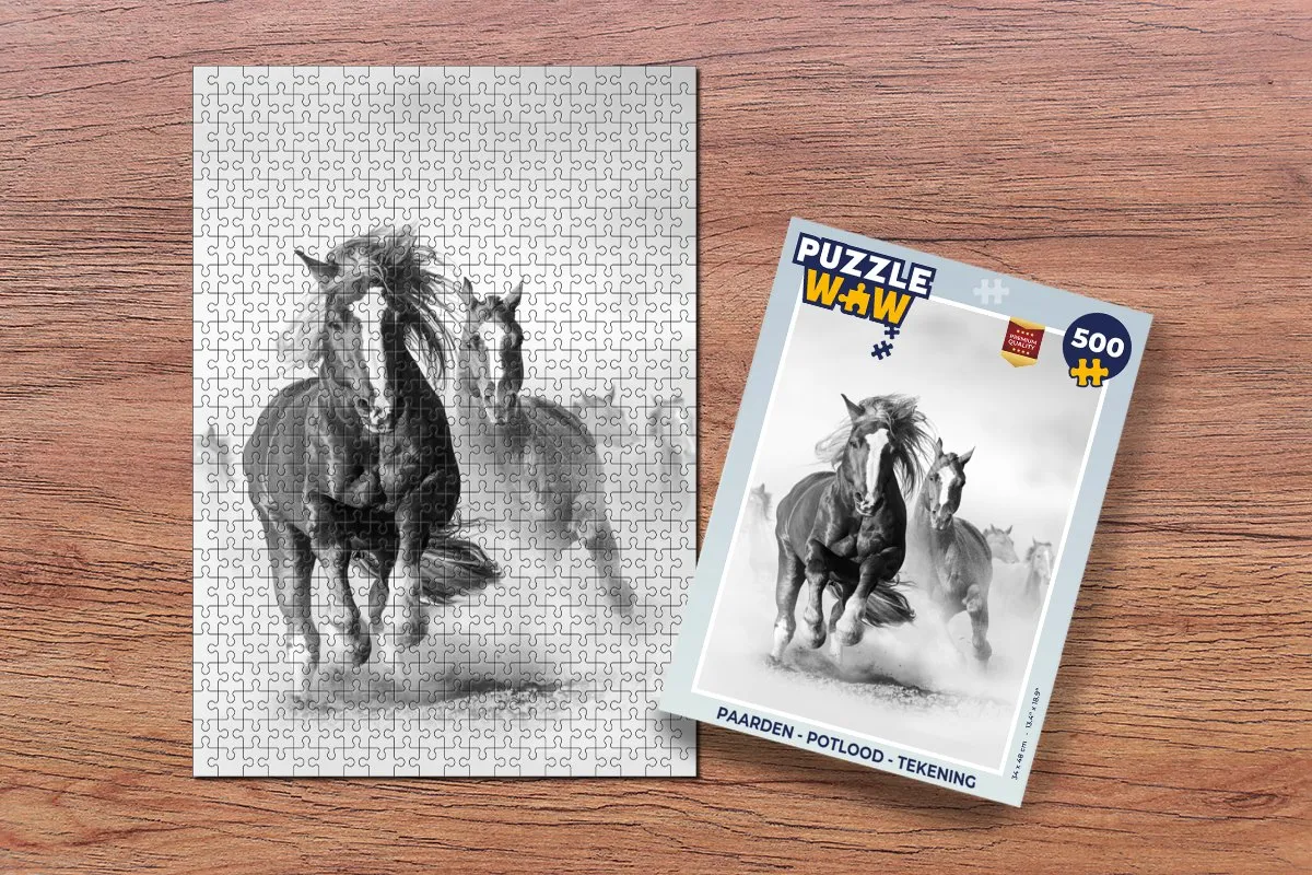 PuzzleWow Paarden Dieren Illustratie Legpuzzel 500 Stuks - Multicolor