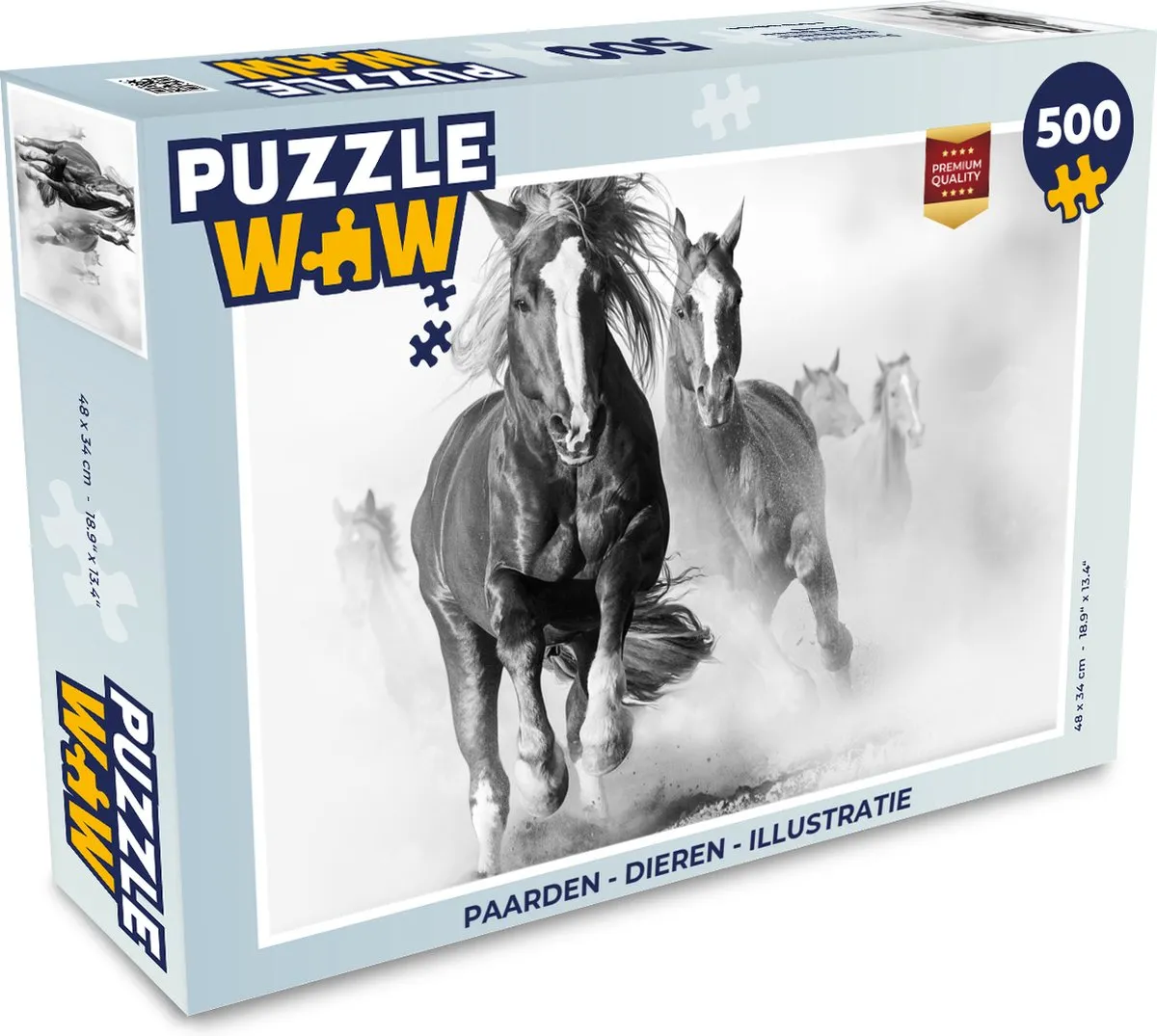 PuzzleWow Paarden Dieren Illustratie Legpuzzel 500 Stuks - Multicolor