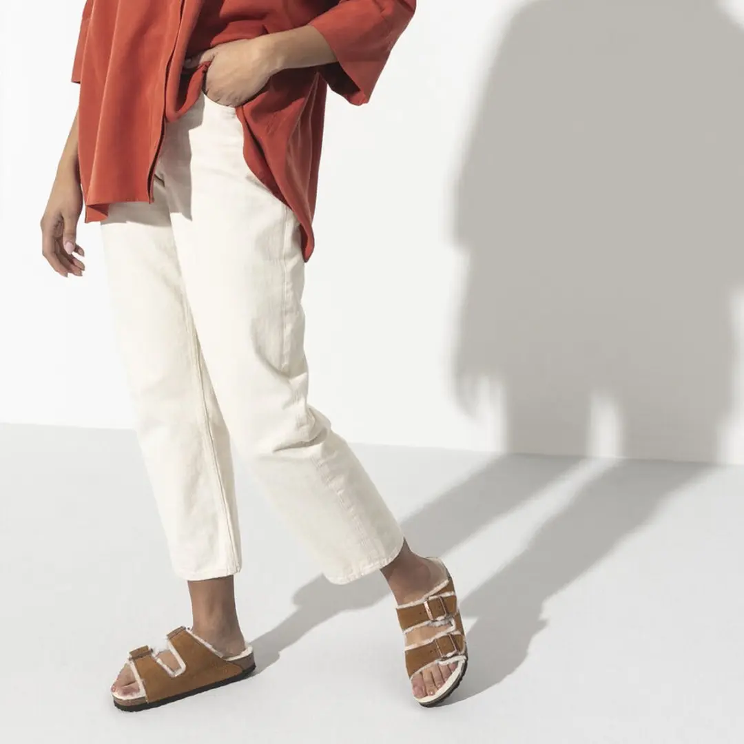 Birkenstock Arizona Fell Pantoffels - Dames Cognac 38 - afbeelding 5 van 6