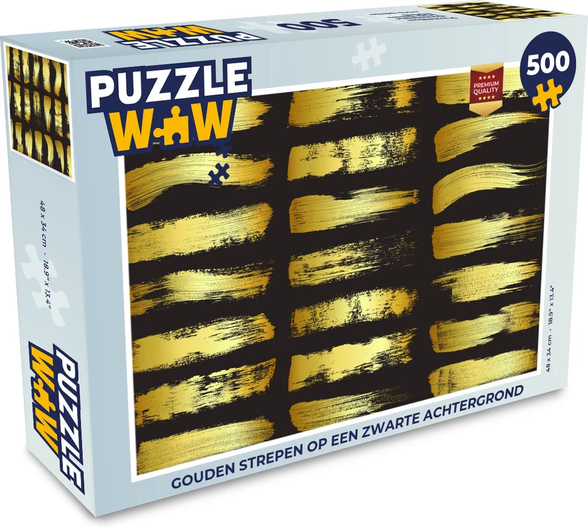 PuzzleWow Legpuzzel 500 Stuks - Gouden Strepen op Zwart - Multicolor