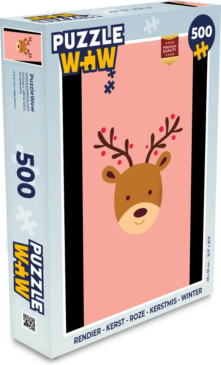 PuzzleWow Kerst Puzzel Rendier 500 Stuks - Multicolor