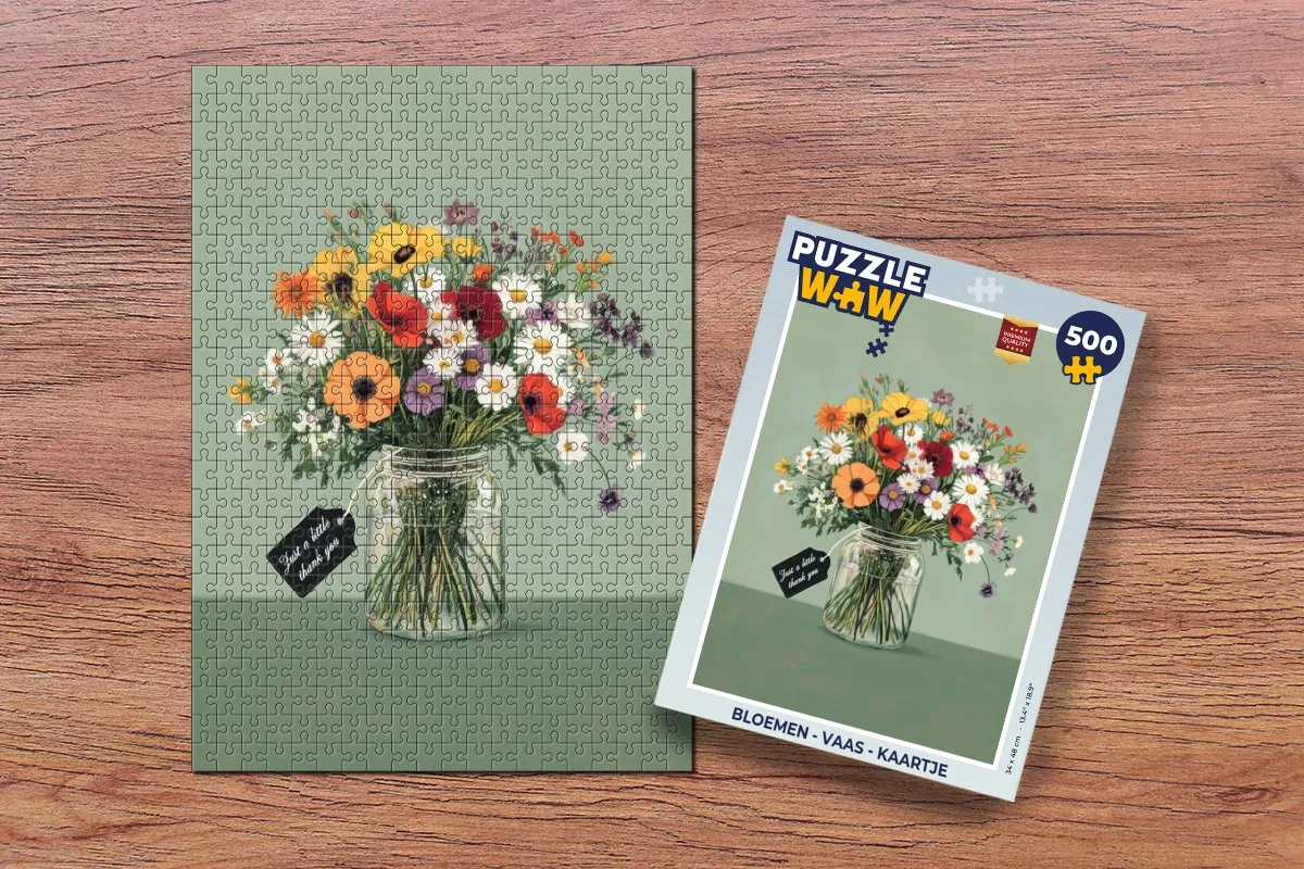 PuzzleWow Bloemen Vaas Kaartje Legpuzzel 500 Stuks - MPN 8721173242616