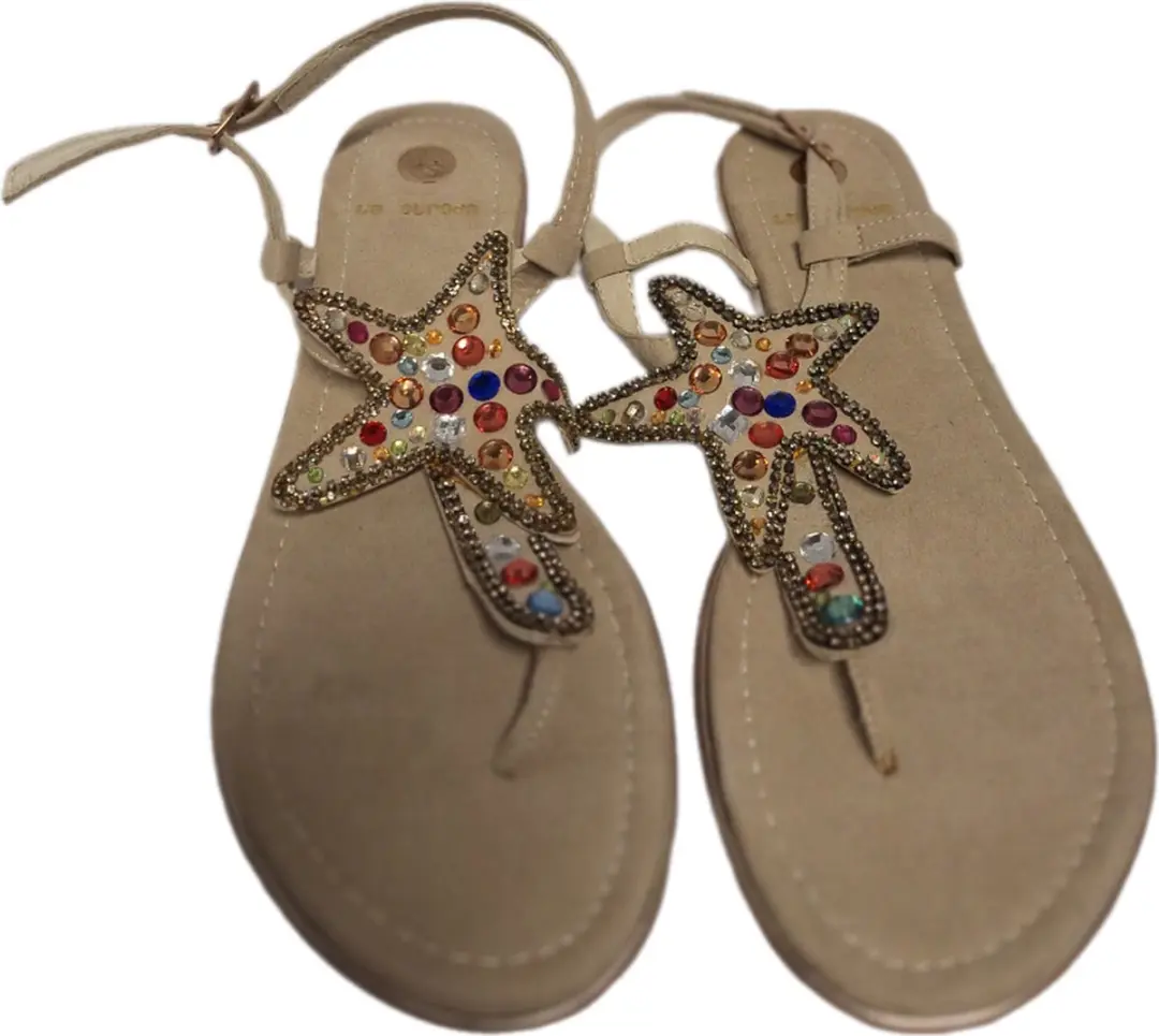 LA STRADA -SLIPPER-NATURAL-MICRO STONES-SIZE 40