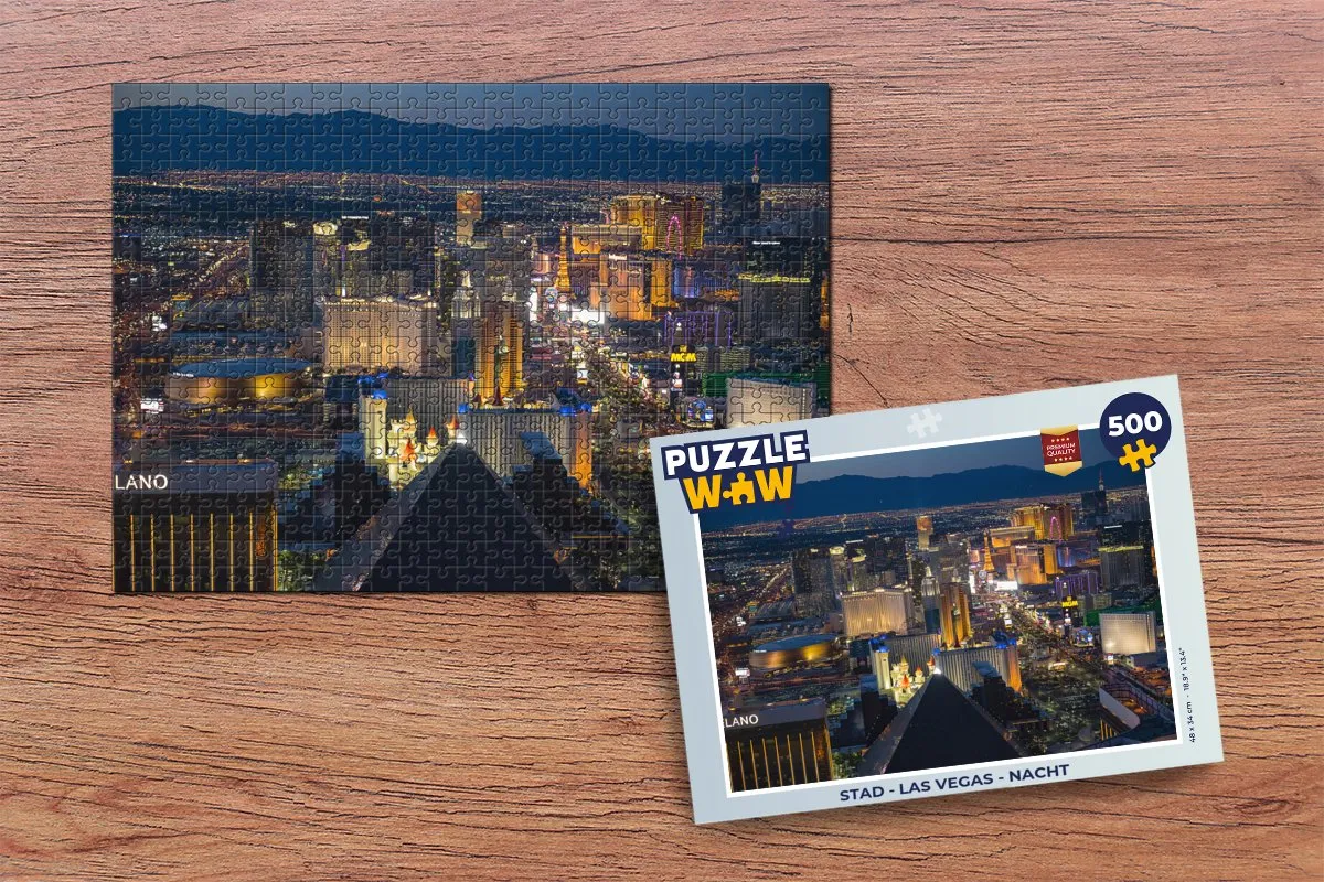 PuzzleWow Las Vegas Nacht Legpuzzel 500 Stuks - Multicolor