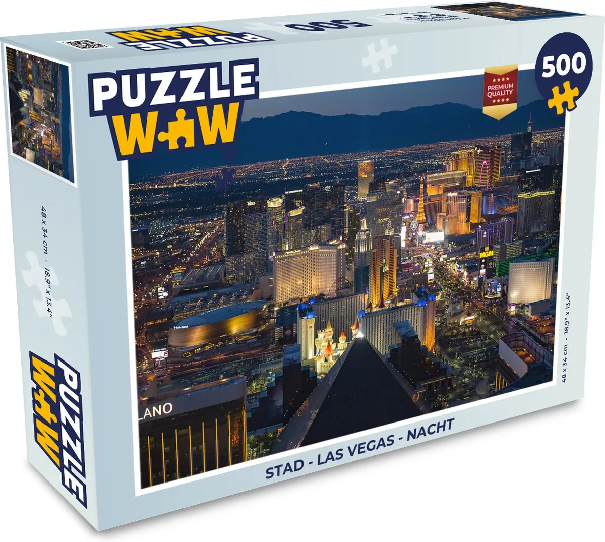 PuzzleWow Las Vegas Nacht Legpuzzel 500 Stuks - Multicolor
