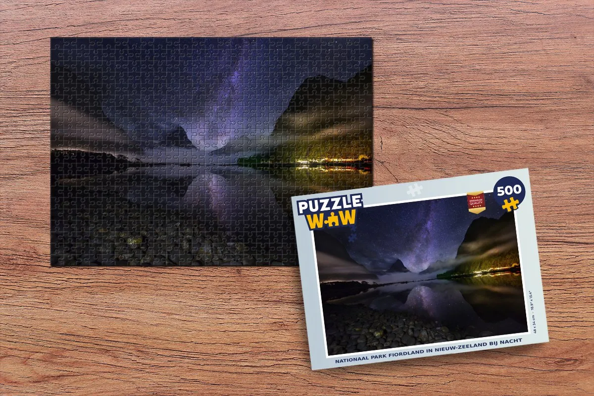 PuzzleWow Nationaal Park Fiordland Nachts Legpuzzel 500 Stuks - Multicolor