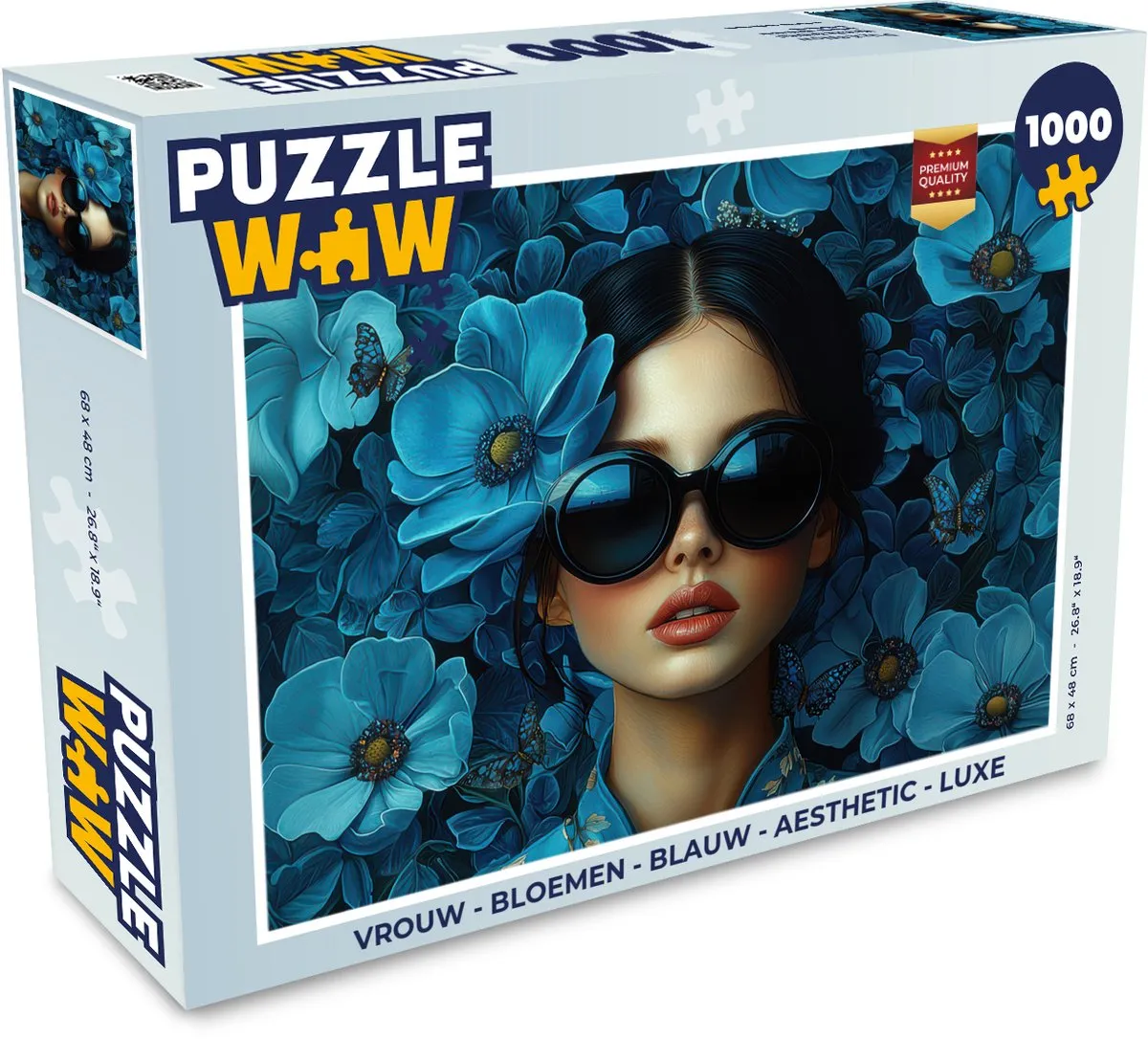PuzzleWow Bloemen Legpuzzel 1000 Stuks - Blauw