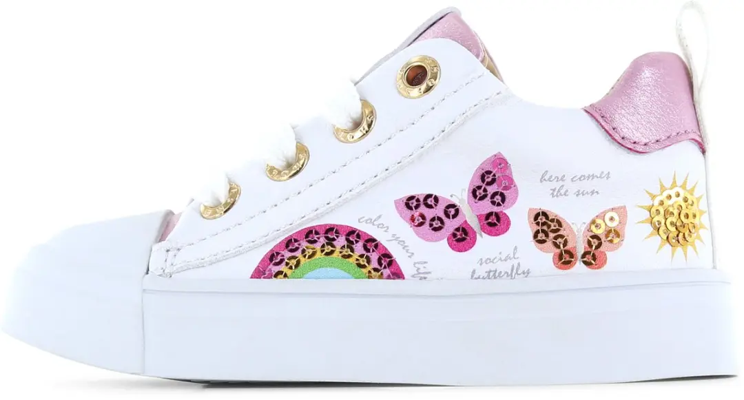 Shoesme Witte Sneaker met Vlinders - Meisjes - Maat 28