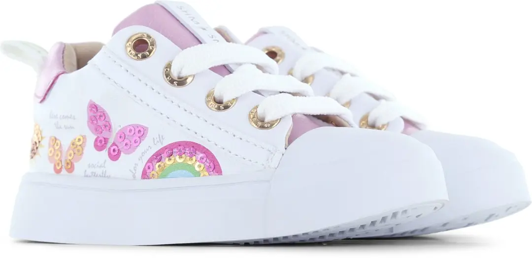 Shoesme Witte Sneaker met Vlinders - Meisjes - Maat 28