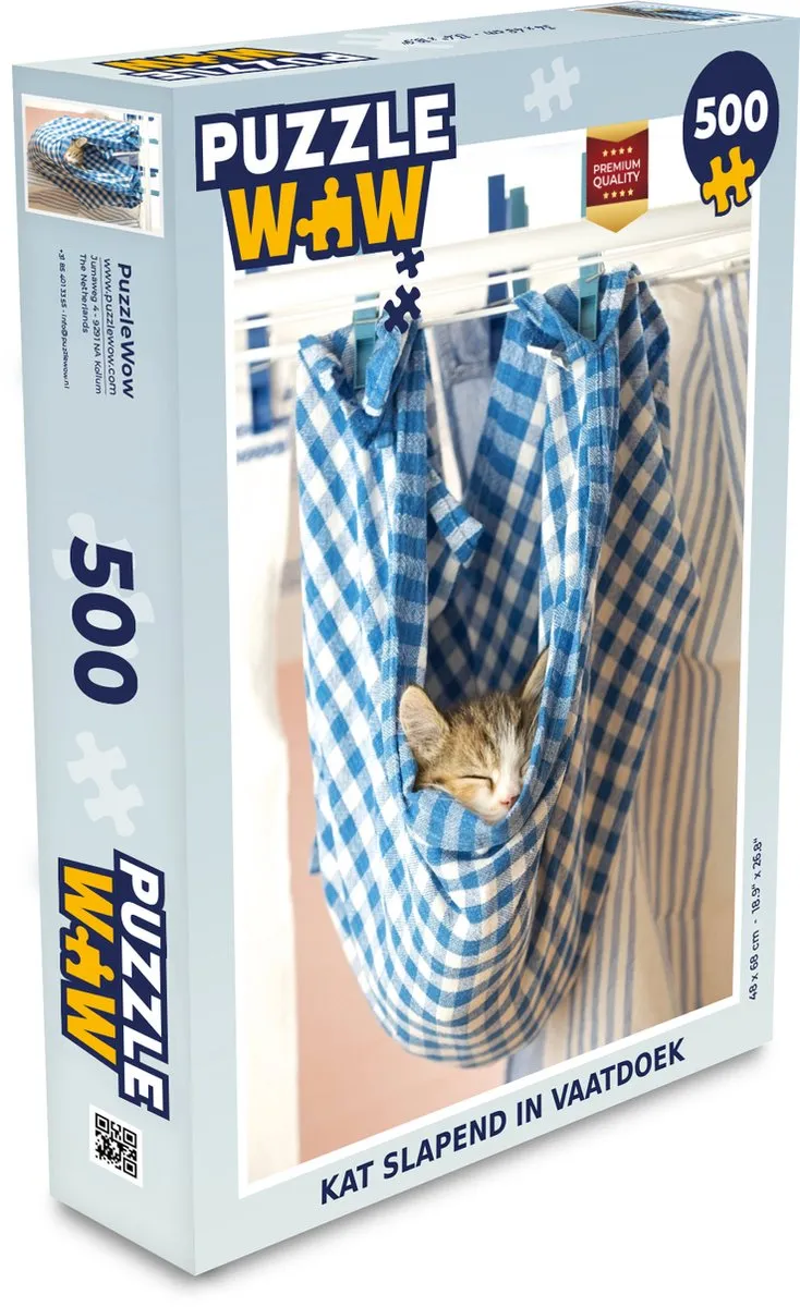 PuzzleWow Kat Slapen Legpuzzel 500 Stuks - Multicolor