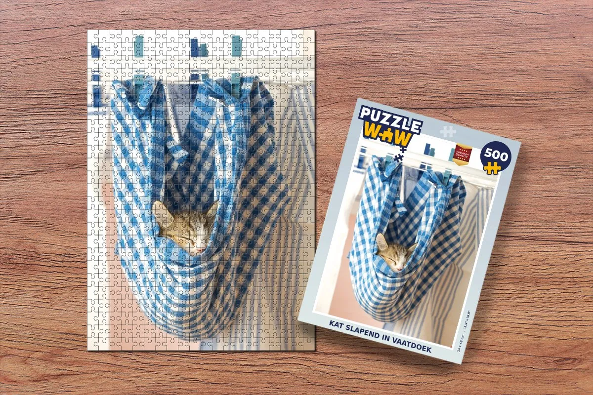 PuzzleWow Kat Slapen Legpuzzel 500 Stuks - Multicolor