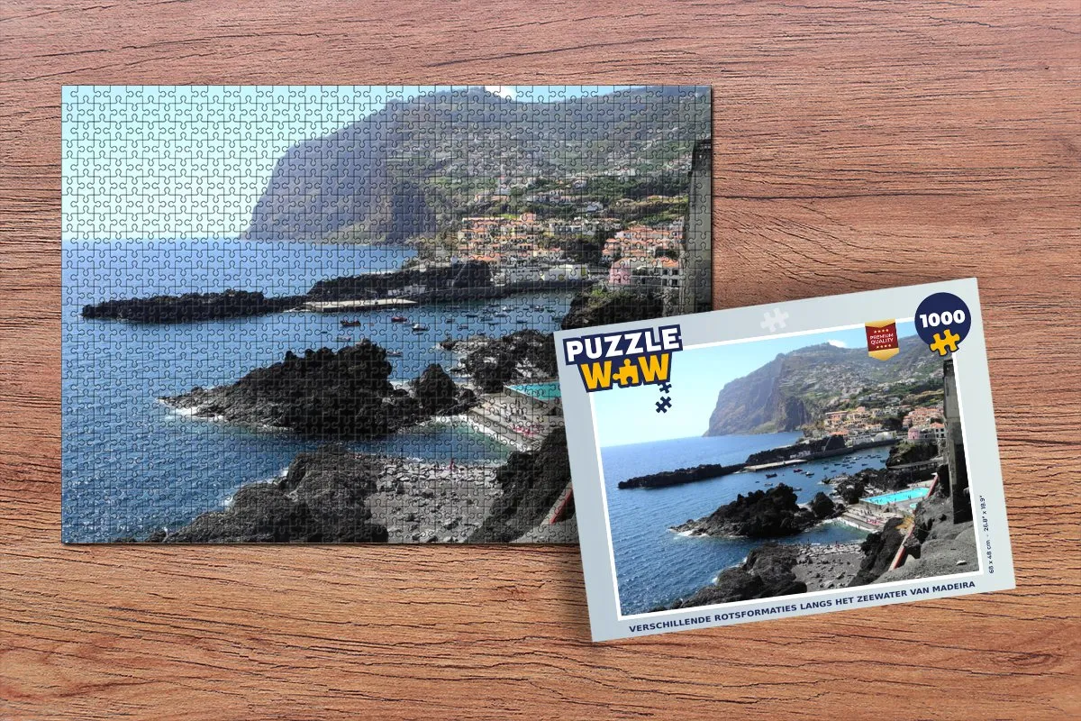 PuzzleWow Legpuzzel 1000 Stuks - Madeira Rotsformaties - Multicolor