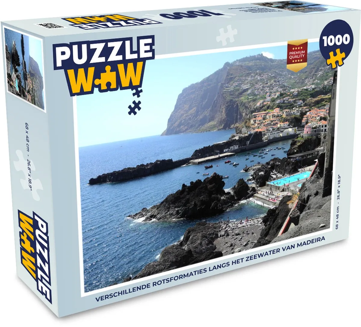 PuzzleWow Legpuzzel 1000 Stuks - Madeira Rotsformaties - Multicolor