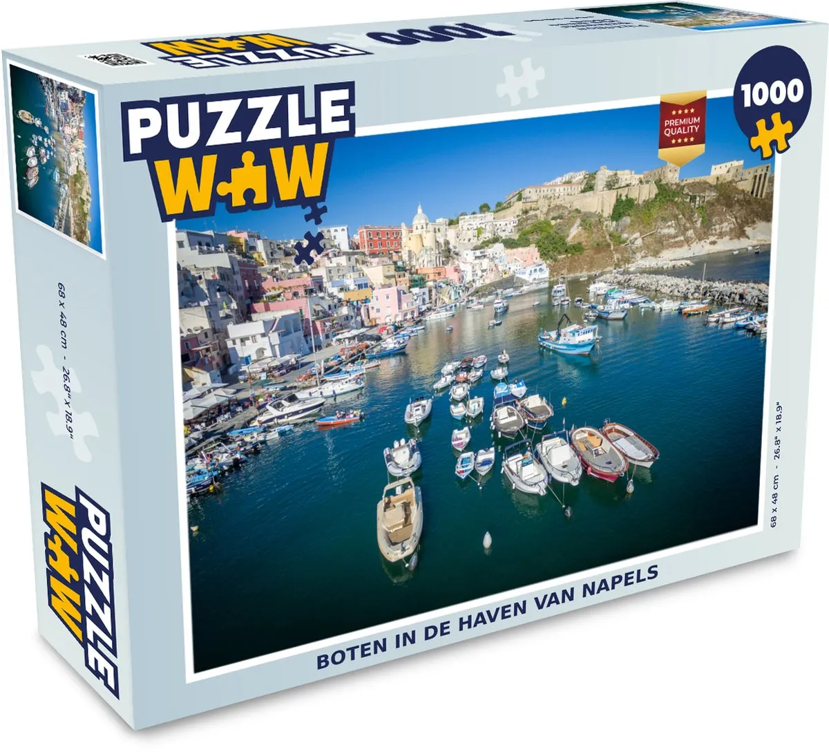 PuzzleWow Legpuzzel Boten in de haven van Napoli 1000 Stuks - Multicolor