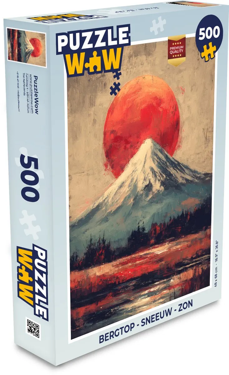 PuzzleWow Bergtop - Sneeuw - Zon Legpuzzel 500 Stuks