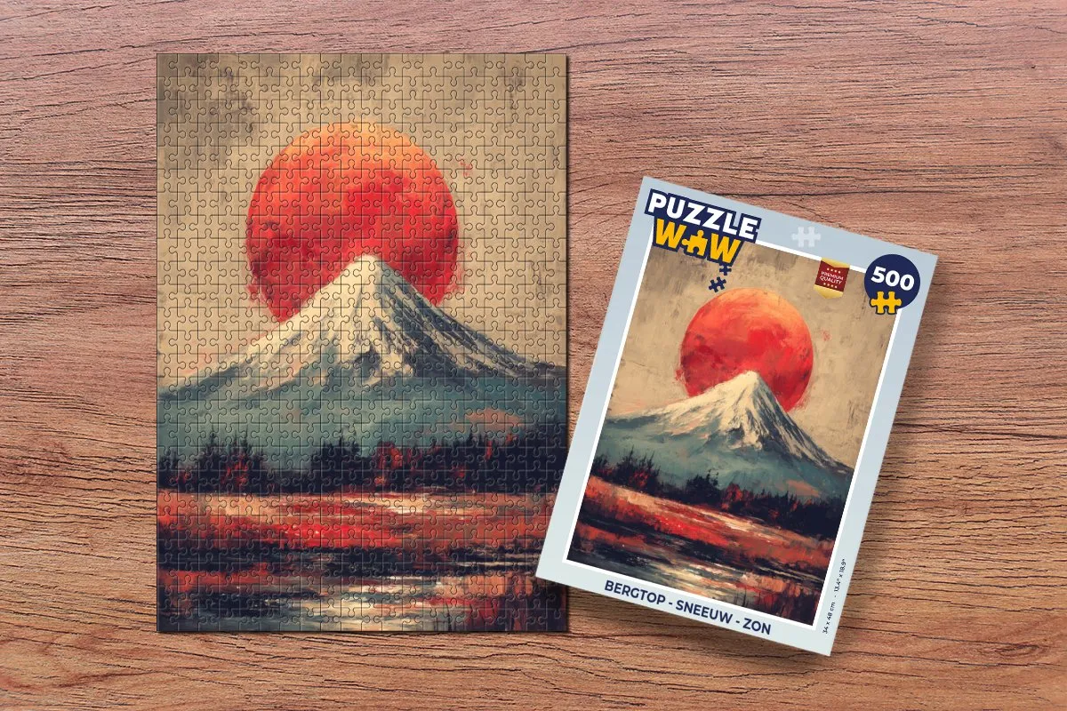 PuzzleWow Bergtop - Sneeuw - Zon Legpuzzel 500 Stuks