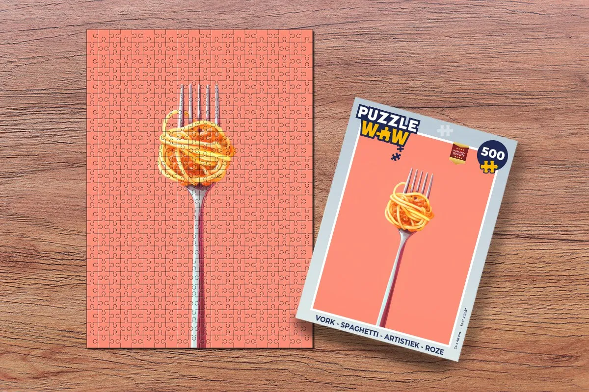PuzzleWow Vork - Spaghetti Legpuzzel 500 Stuks - Roze