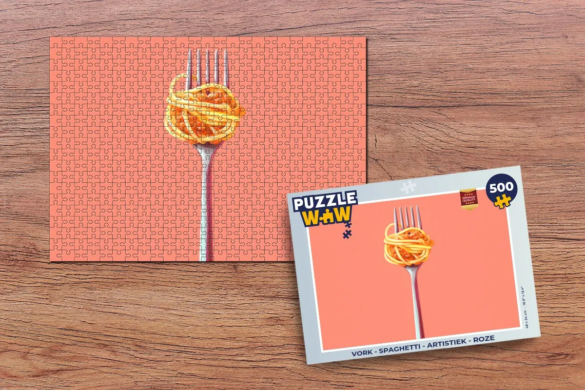 PuzzleWow Vork - Spaghetti Legpuzzel 500 Stuks - Roze