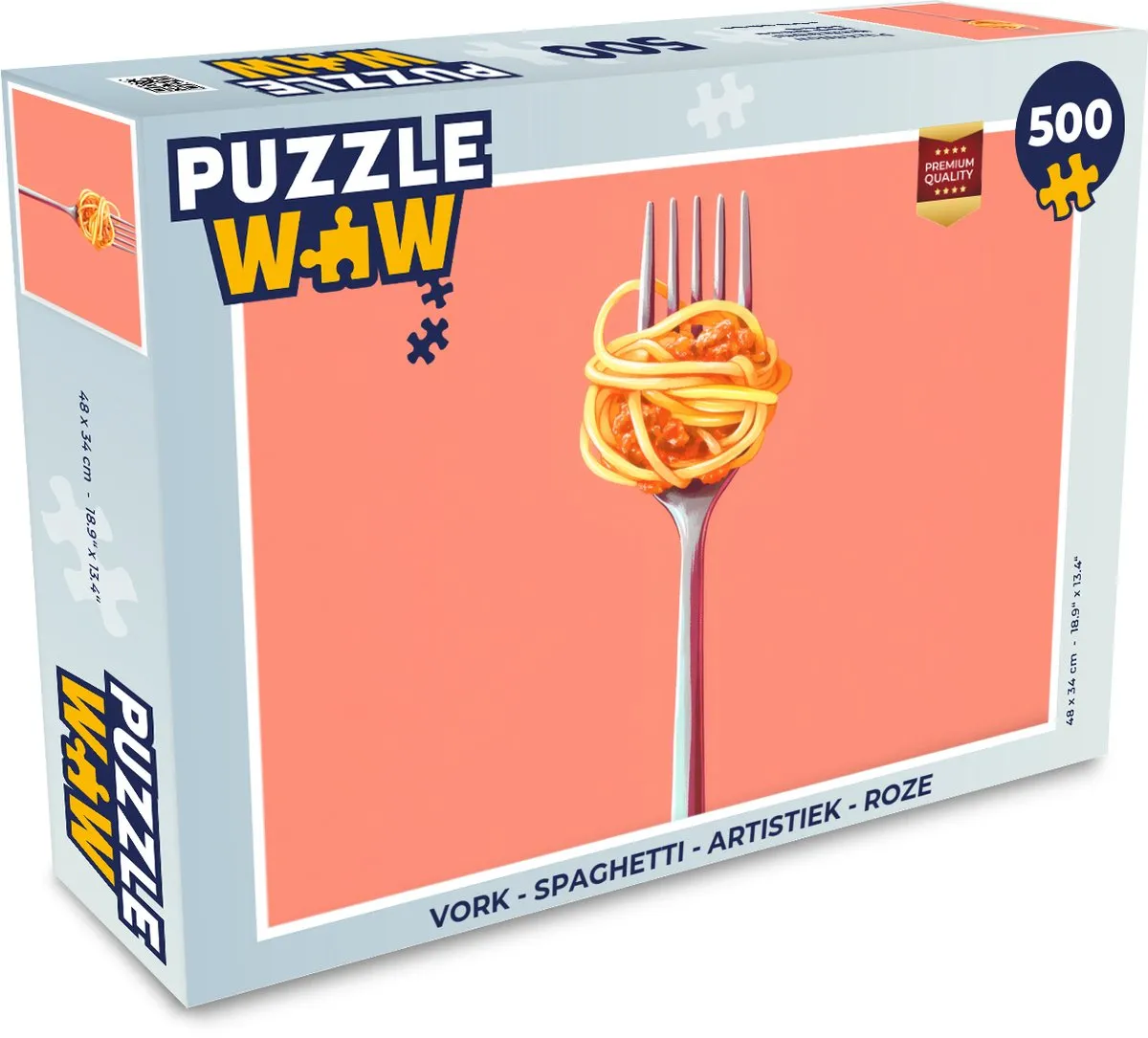 PuzzleWow Vork - Spaghetti Legpuzzel 500 Stuks - Roze