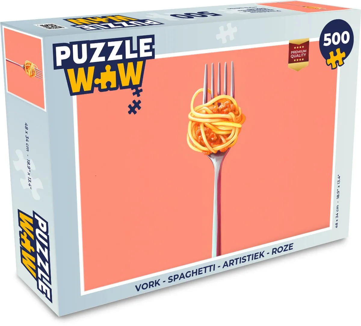 PuzzleWow Vork - Spaghetti Legpuzzel 500 Stuks - Roze