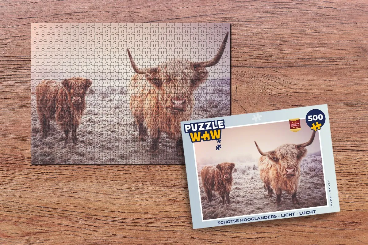 PuzzleWow Schotse Hooglanders Legpuzzel 500 Stuks - Multicolor