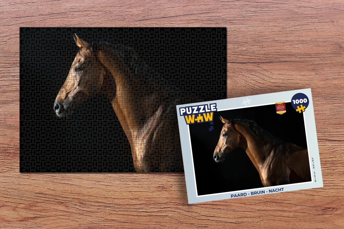 PuzzleWow Paard Dieren Nacht Legpuzzel 1000 Stuks - Multicolor