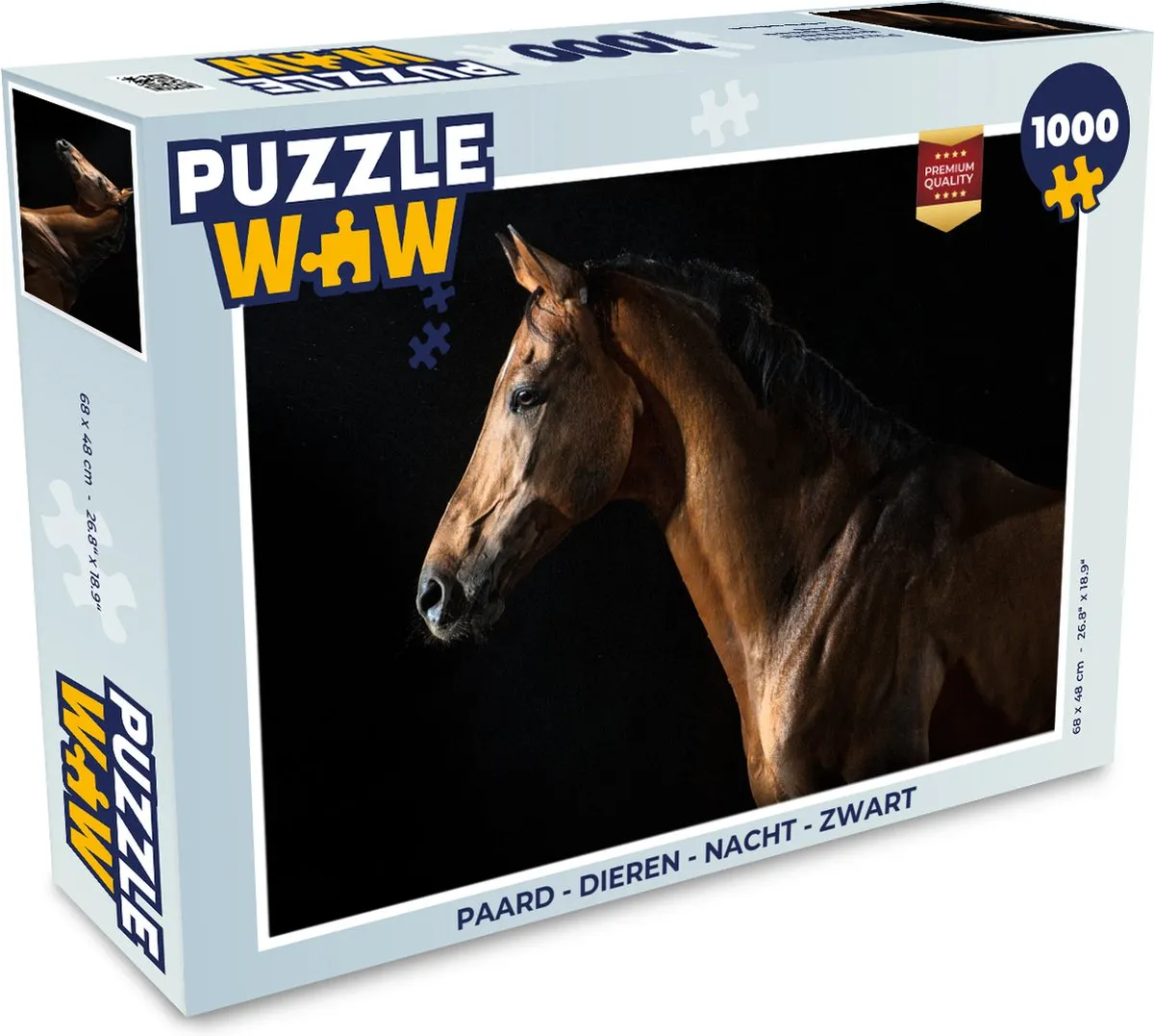 PuzzleWow Paard Dieren Nacht Legpuzzel 1000 Stuks - Multicolor