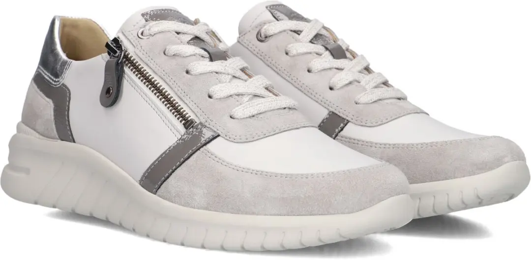 Hartjes Wave Sneakers Dames - Leer Grijs - Maat 42,5
