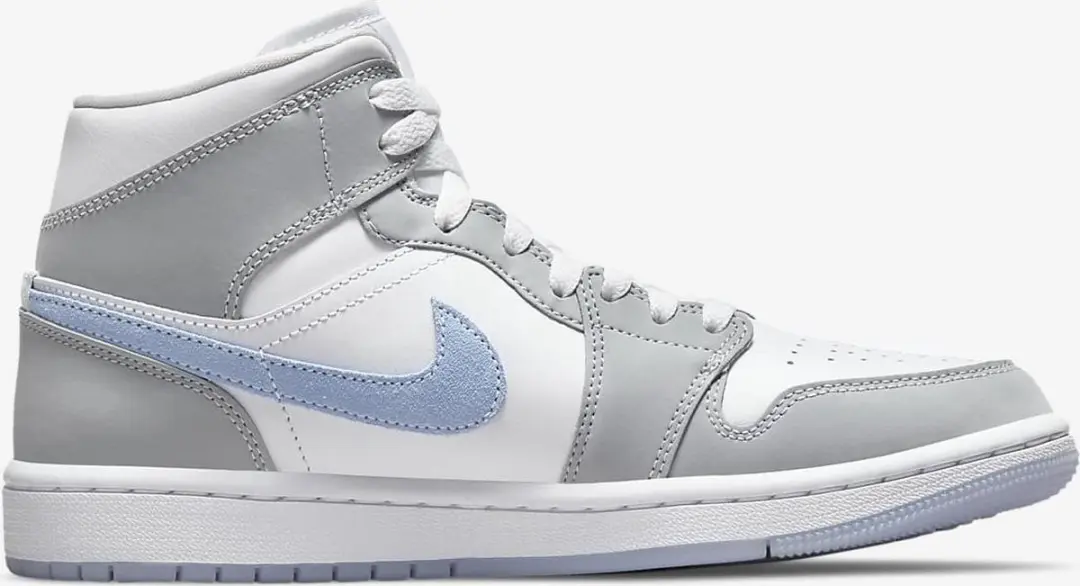 Nike Air Jordan 1 Mid, White/Aluminum-Wolf Grey, BQ6472 105, EUR 44.5
