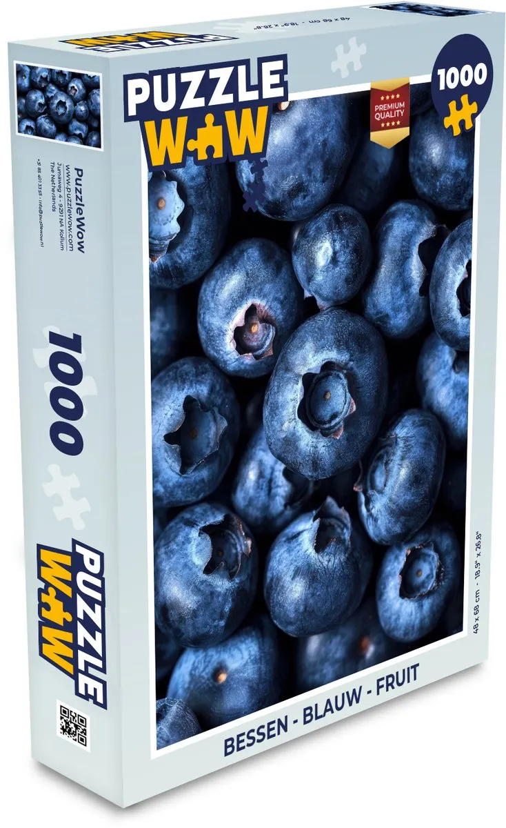 PuzzleWow Bessen Legpuzzel 1000 Stuks - Blauw