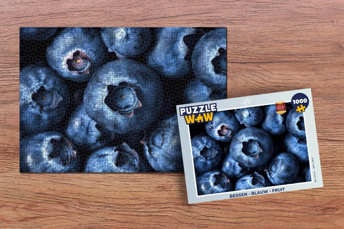 PuzzleWow Bessen Legpuzzel 1000 Stuks - Blauw