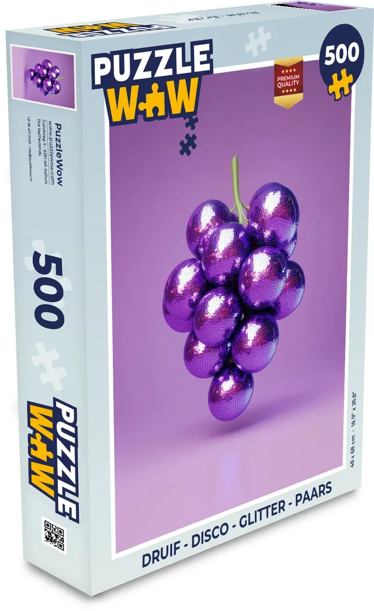 PuzzleWow Druif Disco Glitter Legpuzzel 500 Stuks - Paars