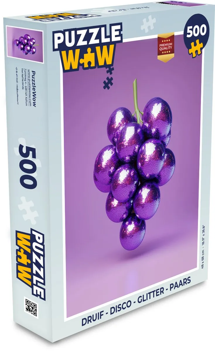 PuzzleWow Druif Disco Glitter Legpuzzel 500 Stuks - Paars