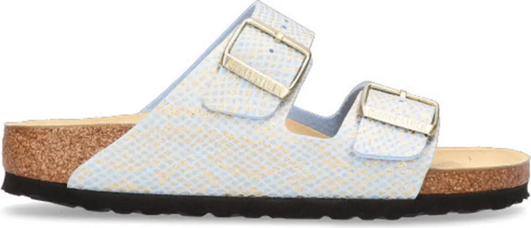Birkenstock Arizona Dames Slippers Shiny Python Dusty Blue Narrow-fit