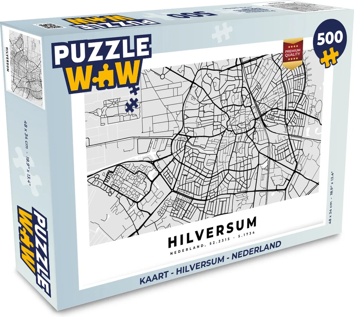 PuzzleWow Legpuzzel Hilversum Nederland 500 Stuks - Multicolor