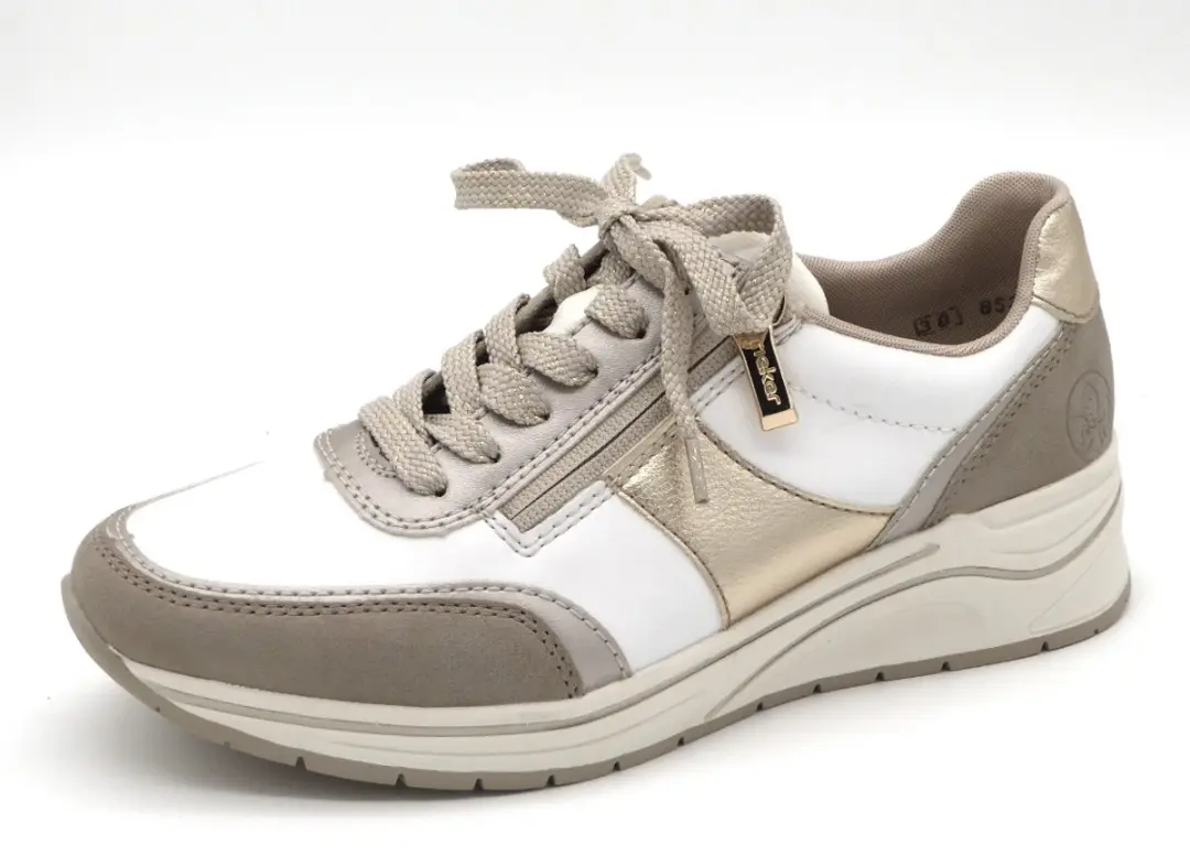 Rieker N9504-80 Dames Sneaker - Wit/Combi - Maat 38