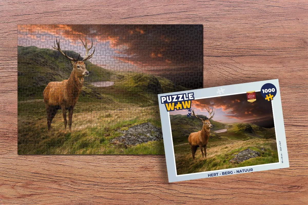 PuzzleWow Hert Legpuzzel 1000 Stuks - Berg Natuur Multicolor