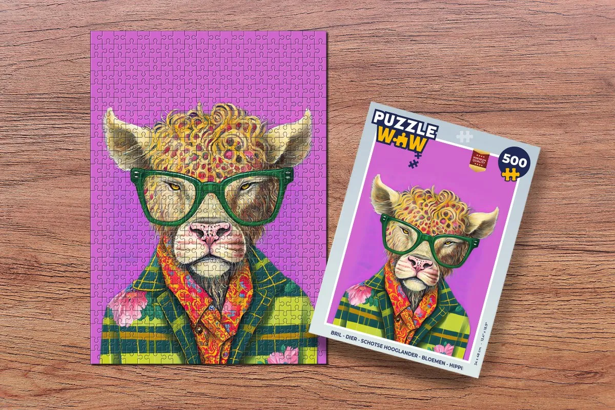 PuzzleWow Dier Schotse Hooglander Legpuzzel 500 Stuks - Multicolor