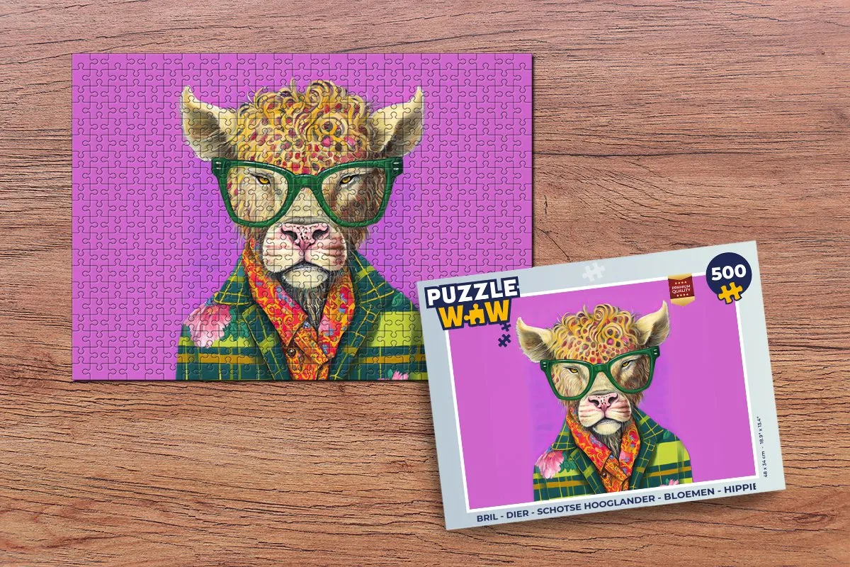 PuzzleWow Dier Schotse Hooglander Legpuzzel 500 Stuks - Multicolor