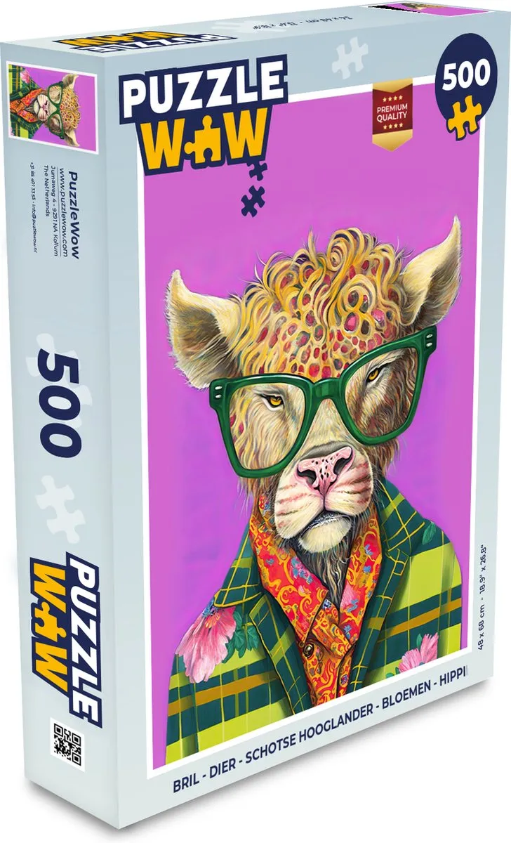 PuzzleWow Dier Schotse Hooglander Legpuzzel 500 Stuks - Multicolor