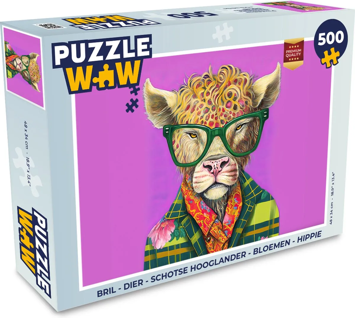 PuzzleWow Dier Schotse Hooglander Legpuzzel 500 Stuks - Multicolor