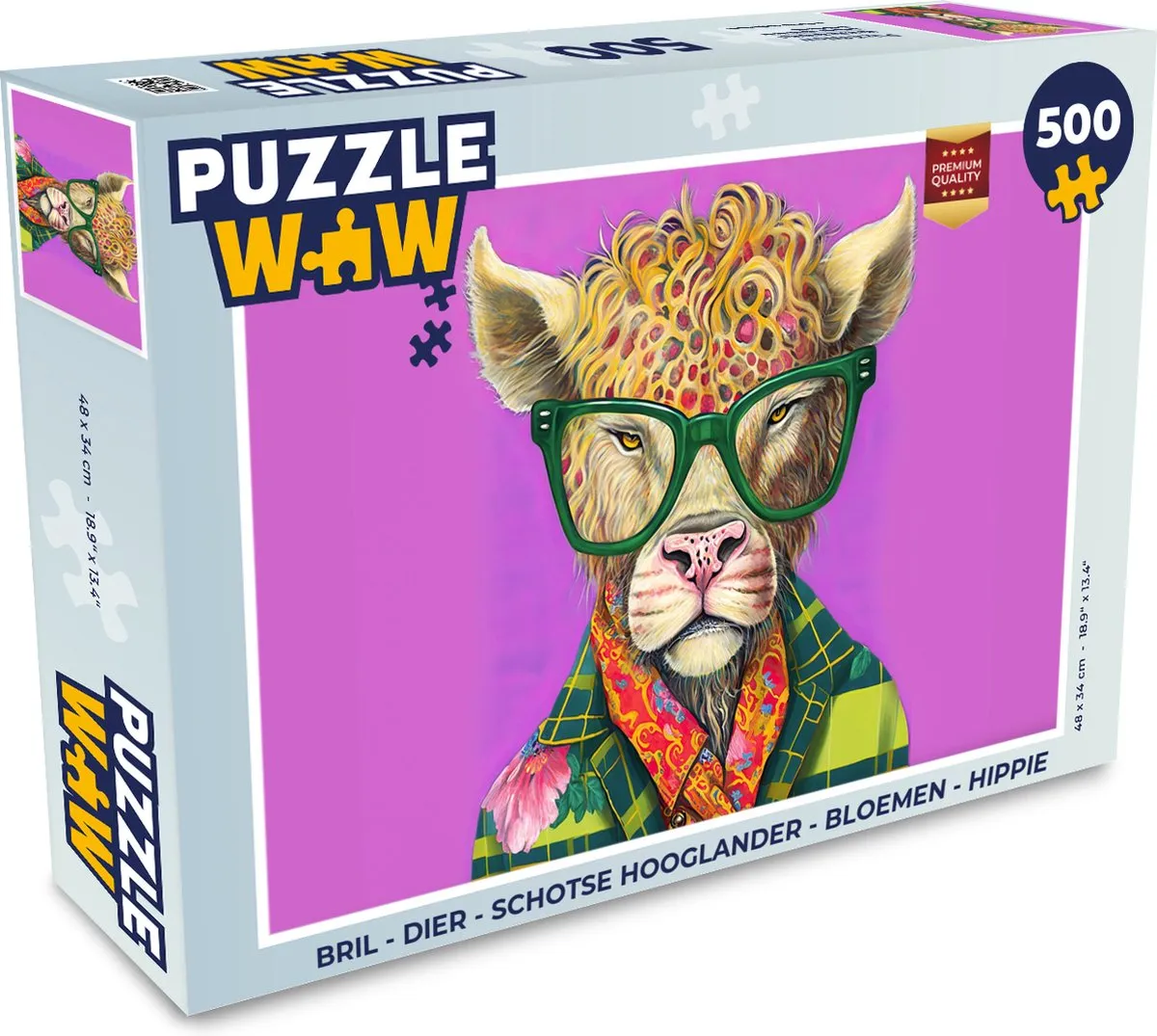 PuzzleWow Dier Schotse Hooglander Legpuzzel 500 Stuks - Multicolor