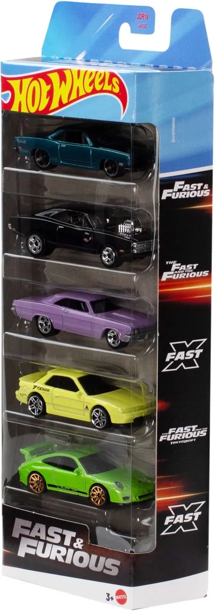Hot Wheels Fast & Furious Set 5 Metalen Raceauto's 1:64 - Meerkleurig - afbeelding 6 van 6