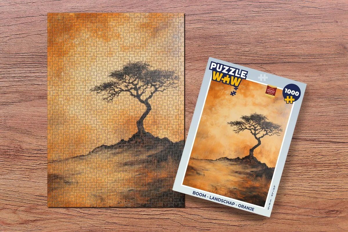 PuzzleWow Boom Landschap Legpuzzel 1000 Stuks - Oranje