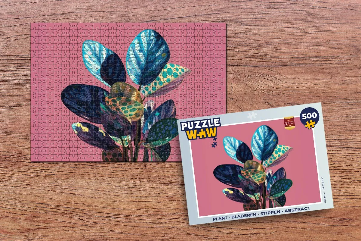PuzzleWow Legpuzzel 500 Stuks - Bladeren Stippen Abstract