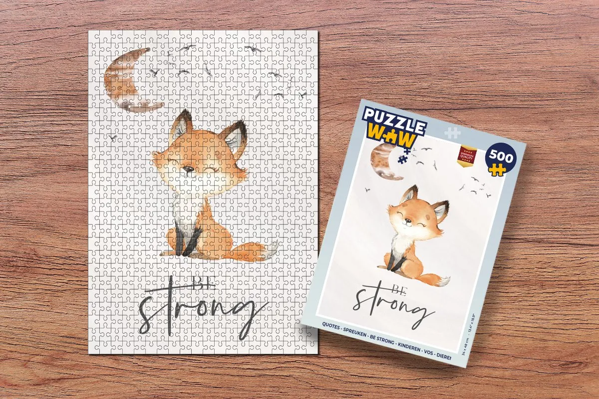 PuzzleWow Quotes Waterverf Be Strong Vos Legpuzzel 500 Stuks - Multicolor